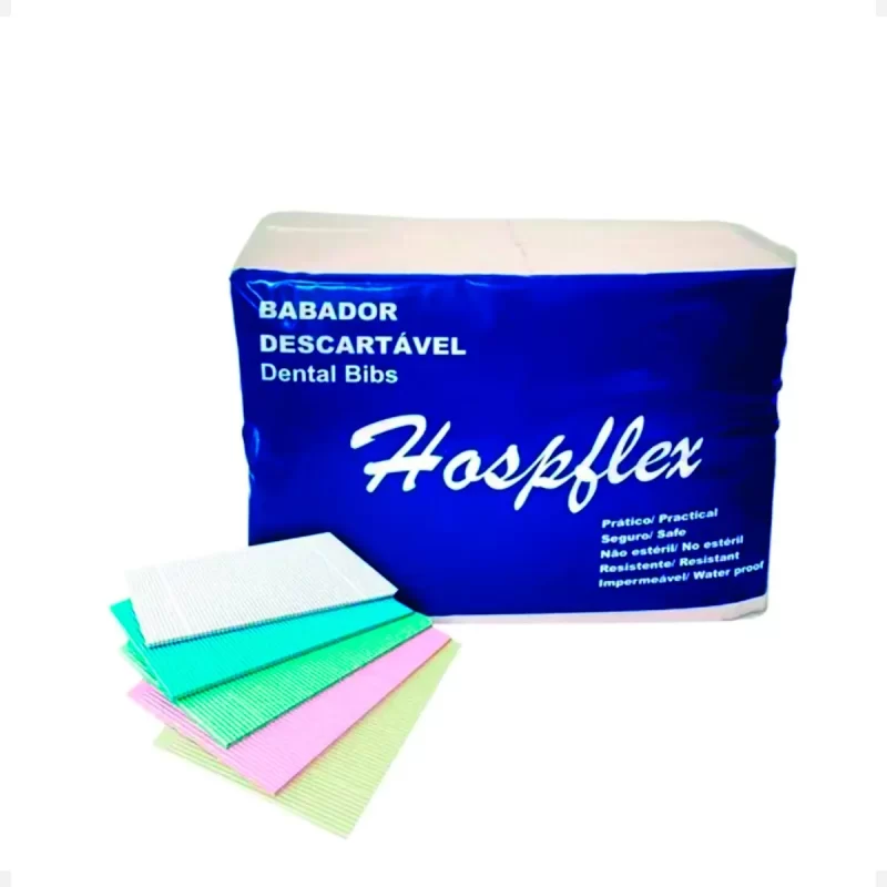 Babador Colorido 100 Unid Descartável Odontologia Hospflex