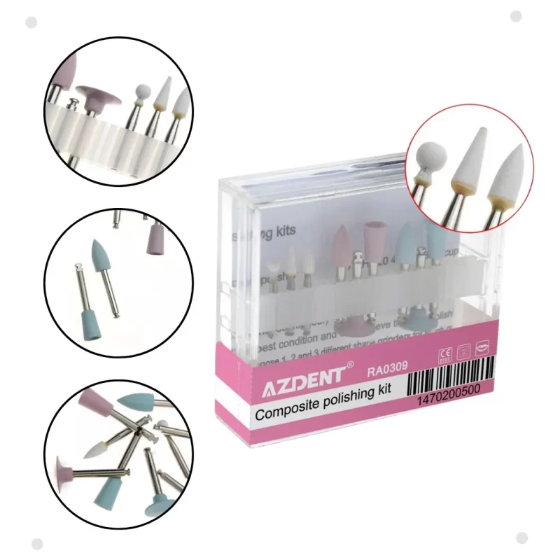 Kit De Broca De Acabamento E Polimento Em Resina Azdent 9pcs